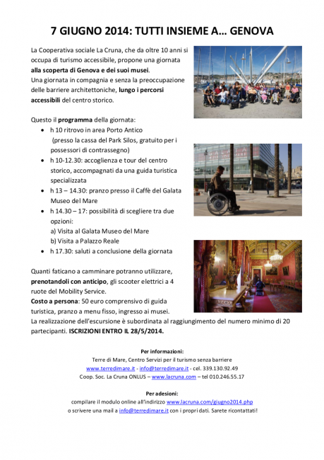 tour accessibile genova la cruna