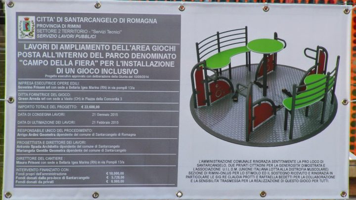 Santarcangelo (Rn): 28 febbraio inaugurazione di un nuovo gioco inclusivo al Parco “Campo della Fiera”