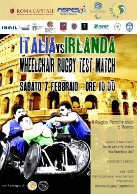 Sabato 7 febbraio Rugby in carrozzina la sfida tra le nazionali di Italia e Irlanda
