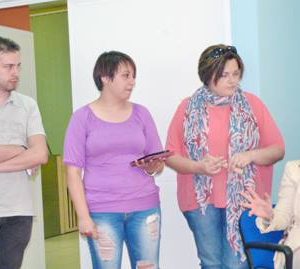 Adia Barretta, Daniela Guardabascio e Marco Di Brino di informatici Senza Frontiere e Clelia De Falco dell'UICI sez. di Benevento