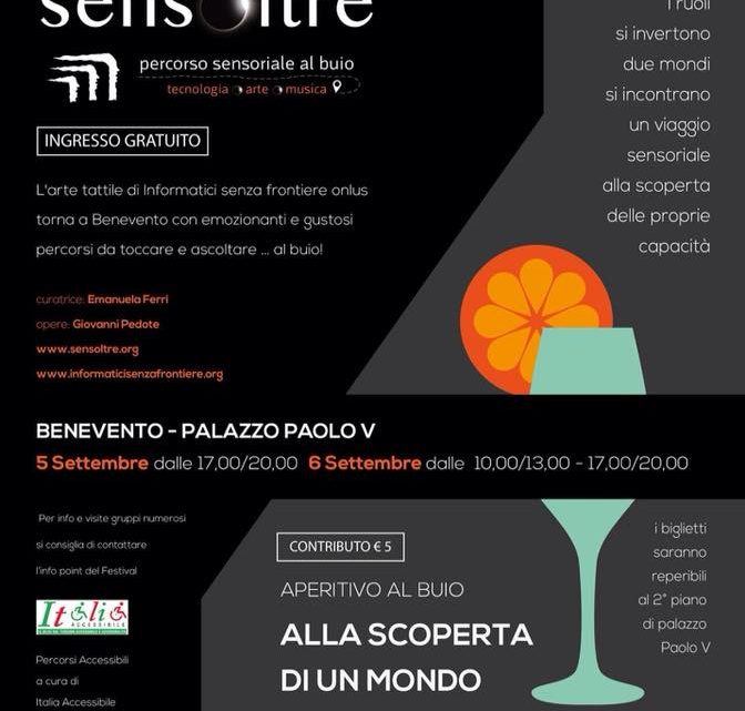 Mostra Multisensoriale “Sensoltre”, App, aperitivo al buio e Lis per Benevento Città Spettacolo